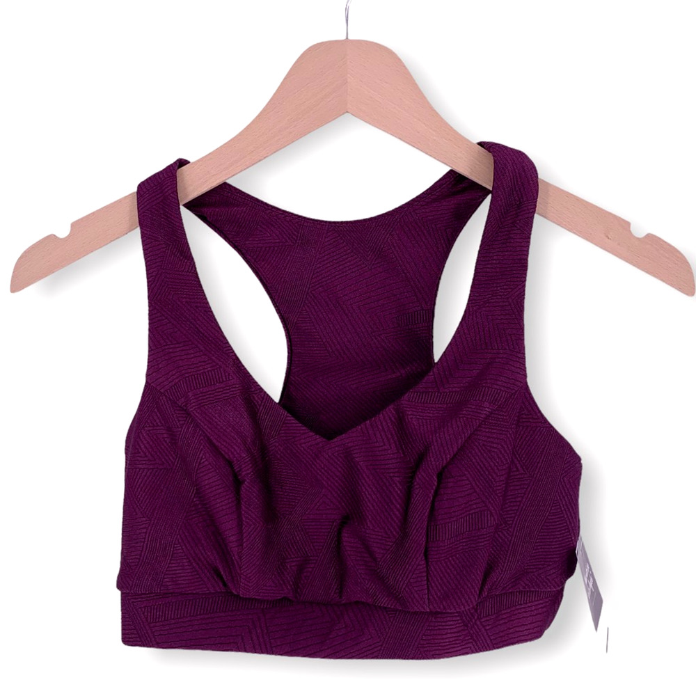 Lola Getts Racerback Sports Bra Purple Textured Deluxe Gerry Yoga S New
